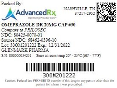 Omeprazole Dr 20mg Cap Qty 30 Ndc 80425 0070